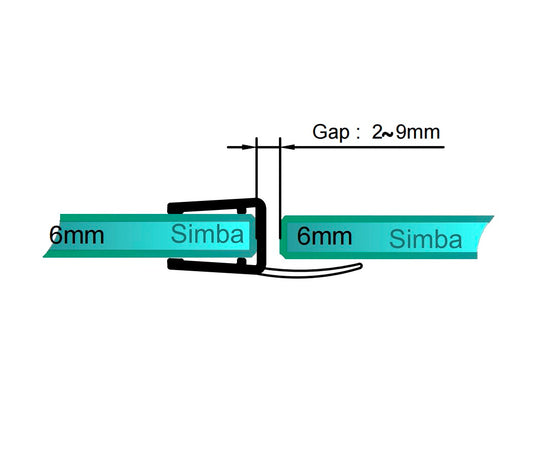 6mm Glass H Shape Vertical Seal Gap 2-9mm | SIM-0012