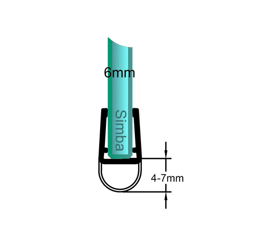6mm Glass Vertical Shower Door Bulb Seal Gap 4-7mm | SIM-0014