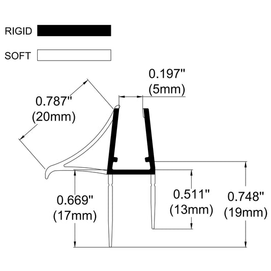 6mm PVC Shower Door Bottom Seal Gap 12-17mm SIM-0009