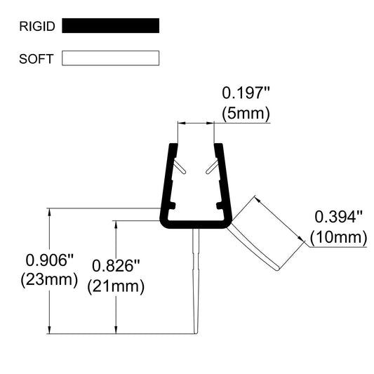 6mm PVC Shower Door Bottom Seal Gap 16-21mm SIM-0003