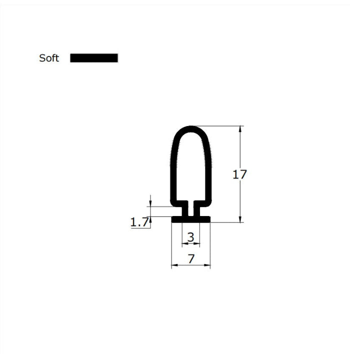 7mm T-Bar 17mm Large Bubble Compression Shower Frame Gasket VD005 (Max-Gap)