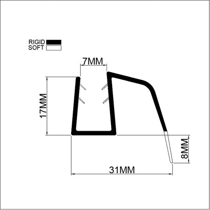 8-10mm  Shower Door Bottom Seal Gap 1-8mm SL810DTL