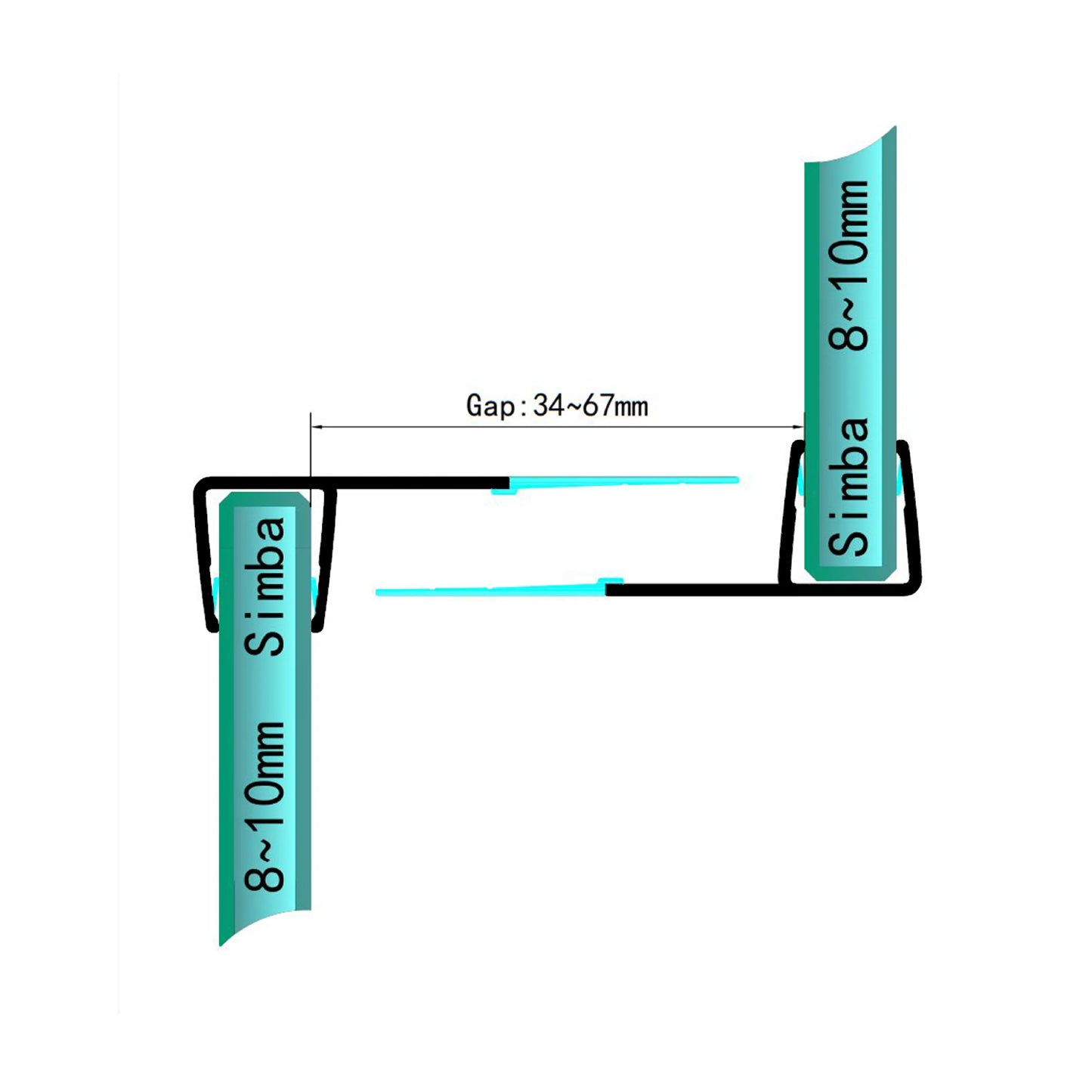 8mm-10mm Glass F-Shape Seal Gap 34-67mm F810S2535