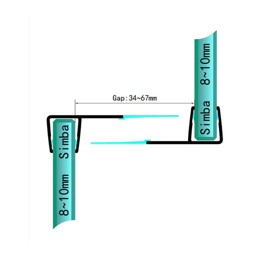 8mm-10mm Glass F-Shape Seal Gap 34-67mm F810S2535