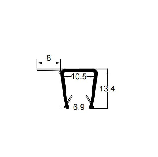 F Shape Shower Door Seal | 8mm 'Discreet' Slim Fin | Fits 8mm-10mm Glass F810S8