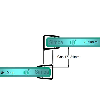 8mm-10mm Glass F Shape Shower Seal Gap 15-21mm F810S12