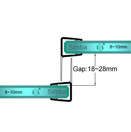8mm-10mm Glass F Shape Seal Gap 18-28mm F810S15