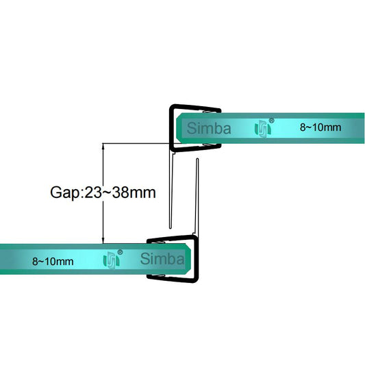8mm-10mm Glass F Shape Seal Gap 23-38mm F810S20