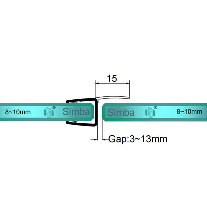 8mm-10mm Glass H Shape Seal Gap 3-13mm H810S15