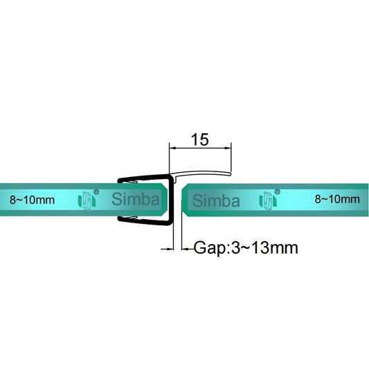 8mm-10mm Glass H Shape Seal Gap 3-13mm H810S15