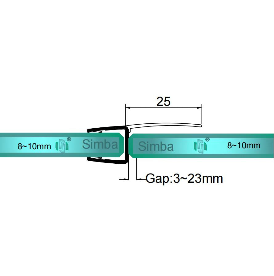 8mm-10mm Glass H Shape Seal Gap 3-23mm H810S2535