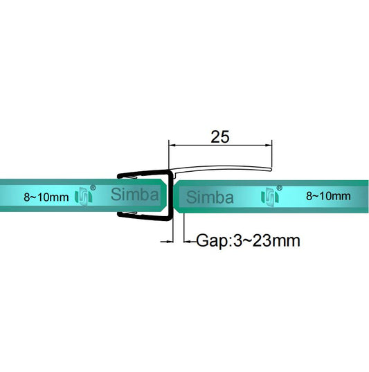 8mm-10mm Glass H Shape Seal Gap 3-23mm H810S2535