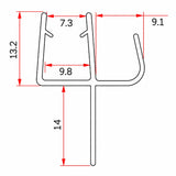 8mm glass shower door bottom seal with 14mm soft fin RY0494 dimensions