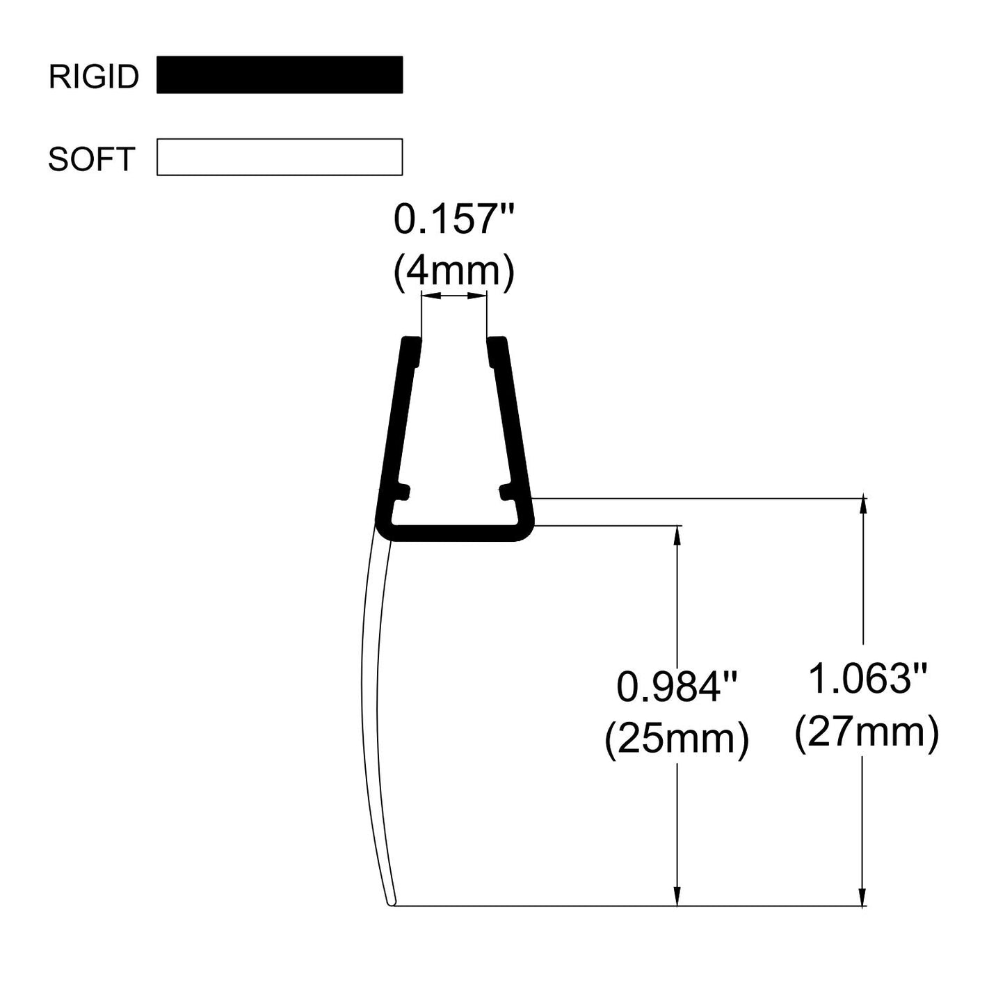 8mm Glass H Shape Seal Gap 5-21mm SIM-0013a