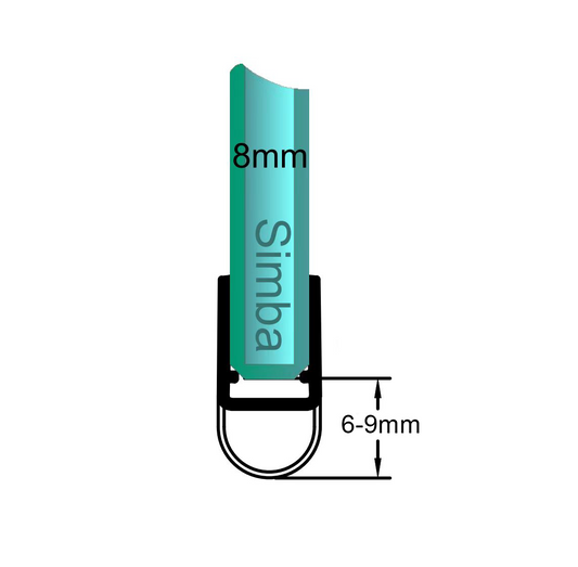 8mm Glass Vertical Shower Door Bulb Seal Gap 6-9mm | SIM-0014a