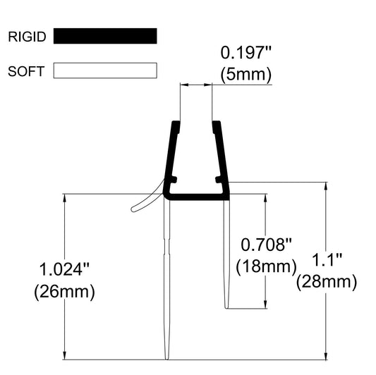 8mm PVC Shower Door Bottom Seal Gap 23-28mm SIM-0008a