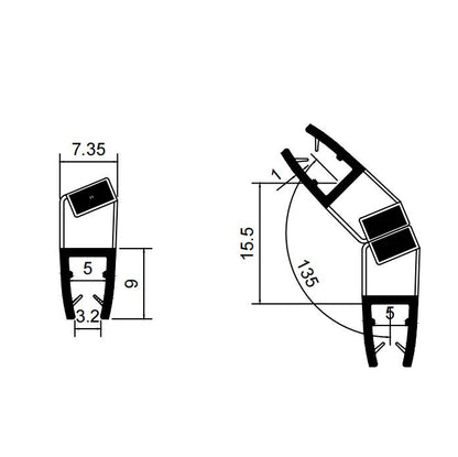 4-6mm Glass Magnetic Seal 17/20mm Gap 4BMX135