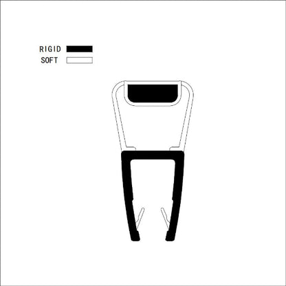 M45B2M shower door magnetic seal profile with rigid and soft PVC sections