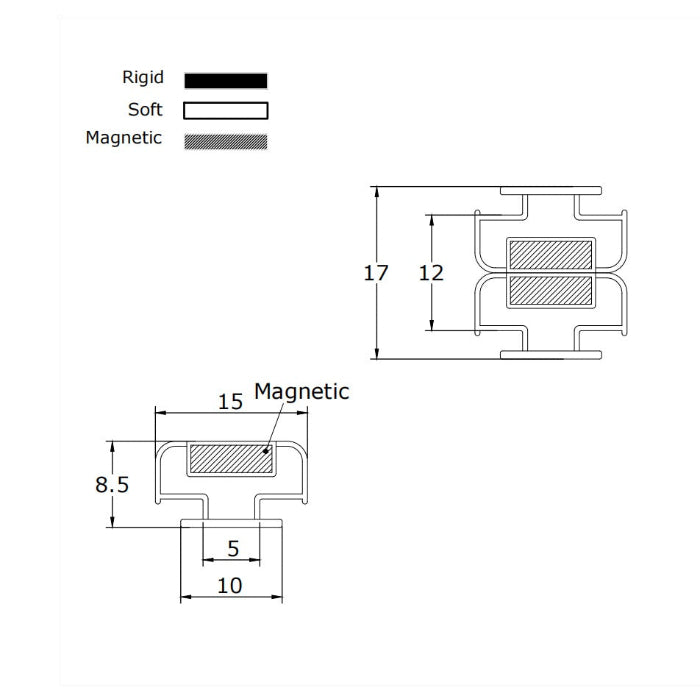 Magnetic Shower Door T-Channel Seal (Pair) MG001