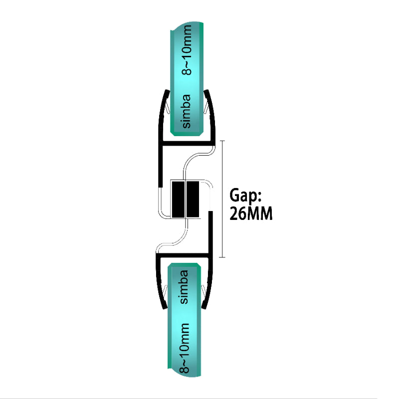 10mm Heavy-Duty Magnetic Shower Seal (180°) - Extra-Wide 26mm Gap MF810