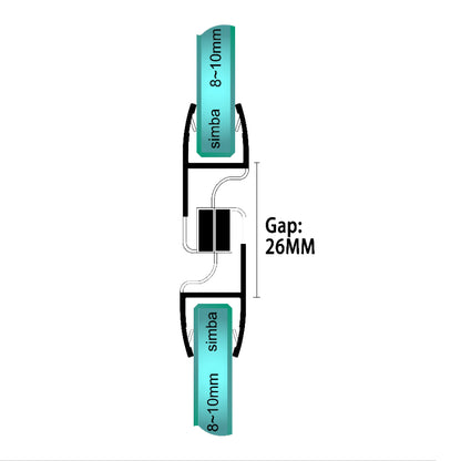 10mm Heavy-Duty Magnetic Shower Seal (180°) - Extra-Wide 26mm Gap MF810