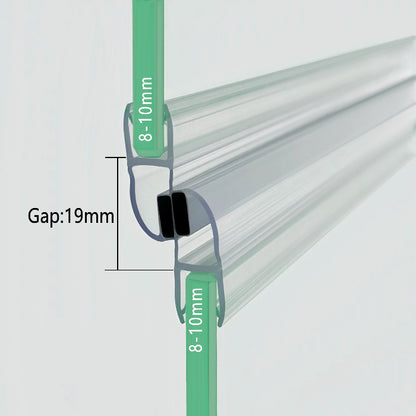 MD81080 offset magnetic shower door seal pair for 8-10mm glass with 19mm gap