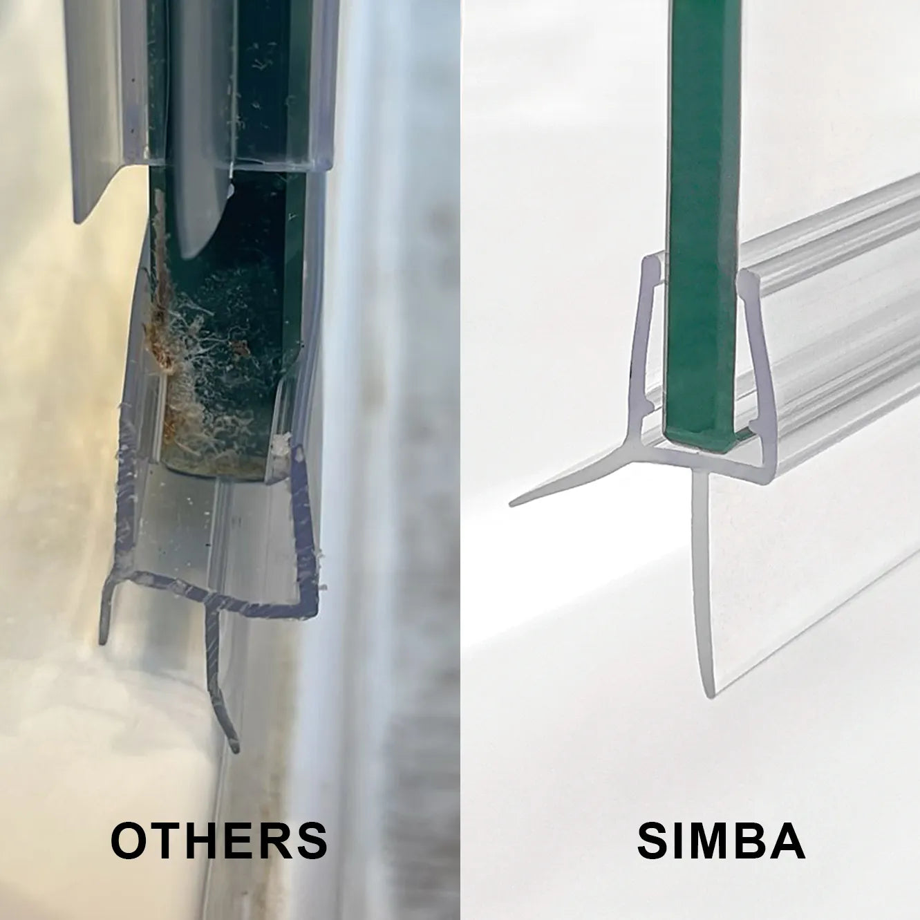 Comparison of cross-sectional thickness between other brands' bottom sealing strips and SIMBA bottom sealing strips