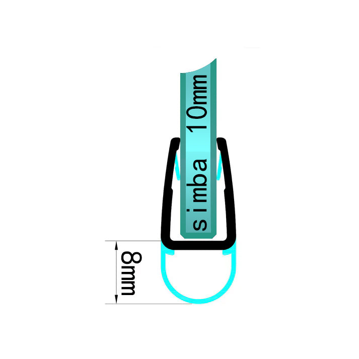 Shower Door Bulb Seal For 10mm Glass D10S7
