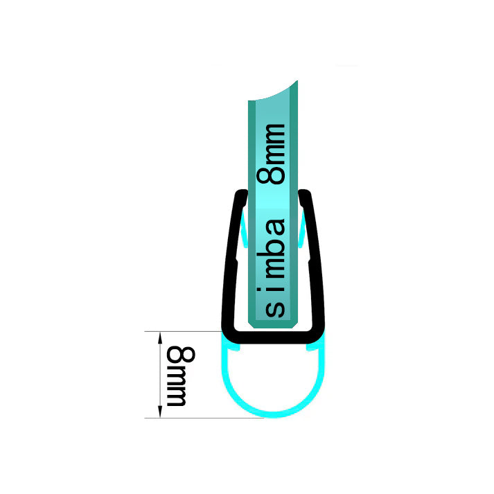 Shower Door Bulb Seal For 8mm Glass D08S7