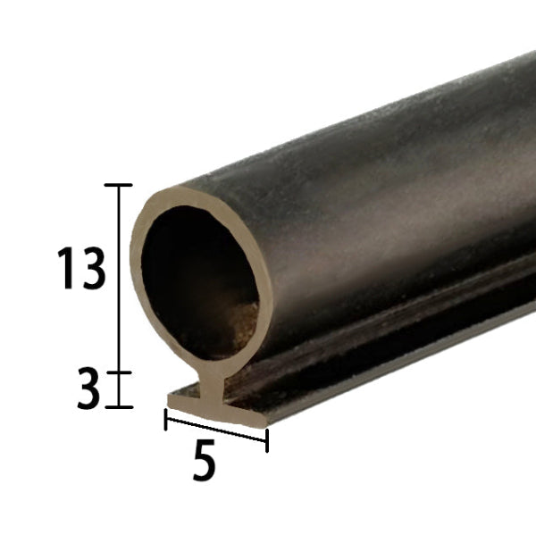 Vertical Bulb Trim Seal | Black 5mm T-Bar x 13mm Bulb Seal VU007