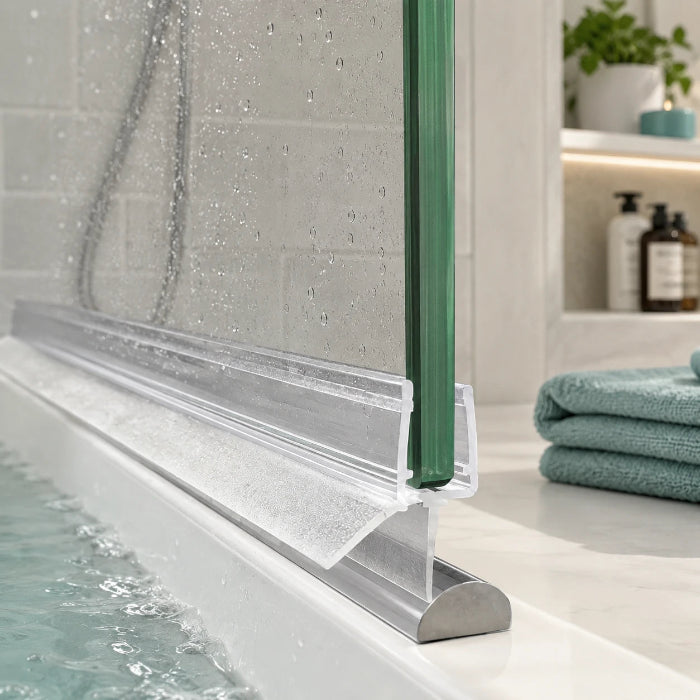 Clear sealing strip for bathtub glass shower door