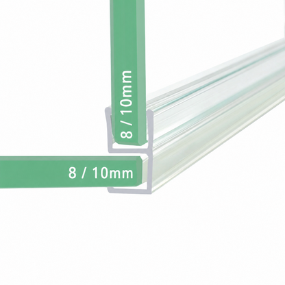 C410A90 shower screen corner seal fitted to two fixed glass panels at a 90 degree angle