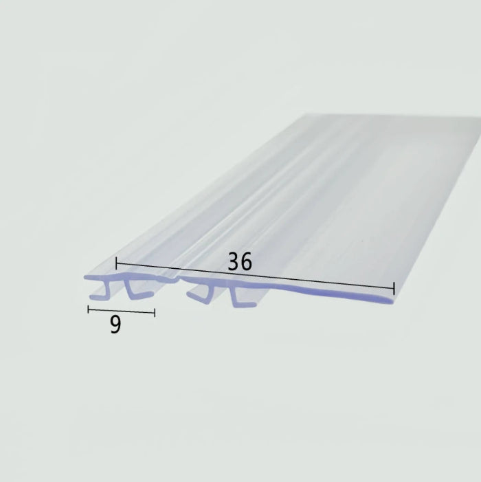 DOU03 framed folding shower door centre seal showing the key fitting measurements