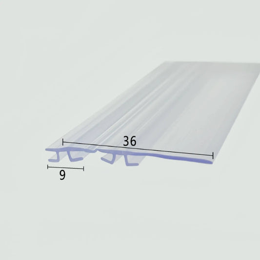 DOU03 framed folding shower door centre seal showing the key fitting measurements