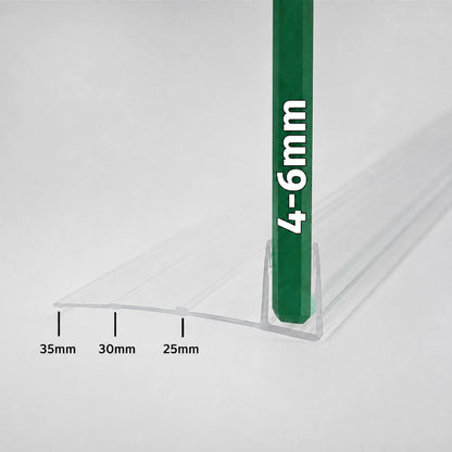 F456S2535 F shape shower seal for 4–6mm glass with trim-to-size 25mm, 30mm and 35mm fins