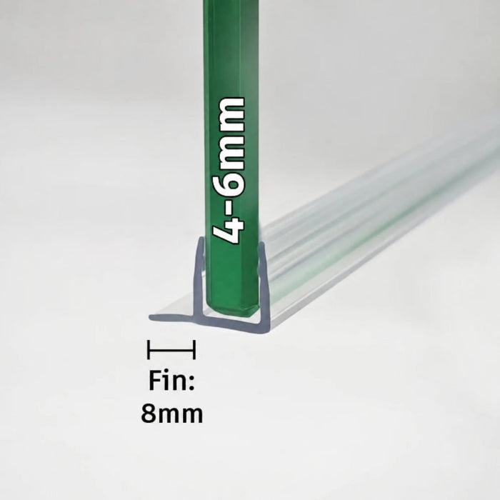 F456S8 F shape shower seal for 4–6mm glass with fixed 8mm flexible fin