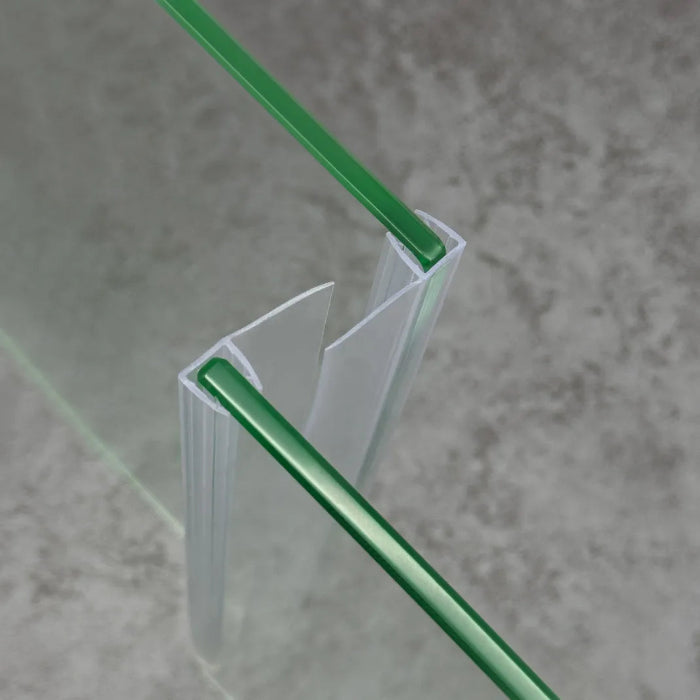 F456S8 glass-to-glass F shape shower seal fitted between adjoining shower panels