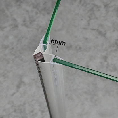 M10A2M 90 degree magnetic shower door seal fitted to 10mm glass