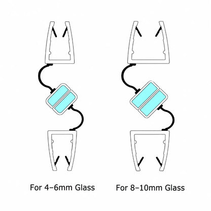 M410AC adaptive magnetic shower door seal for uneven gaps, available for 4-6mm and 8-10mm glass