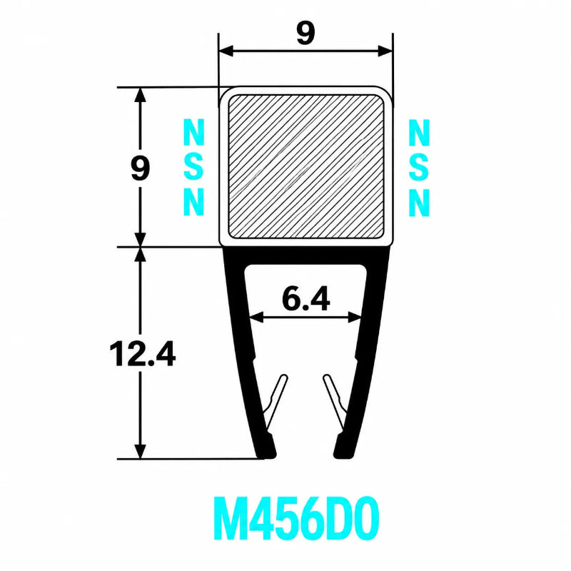 M456D0 dual-polarity magnetic shower door seal dimensions for 4-6mm glass