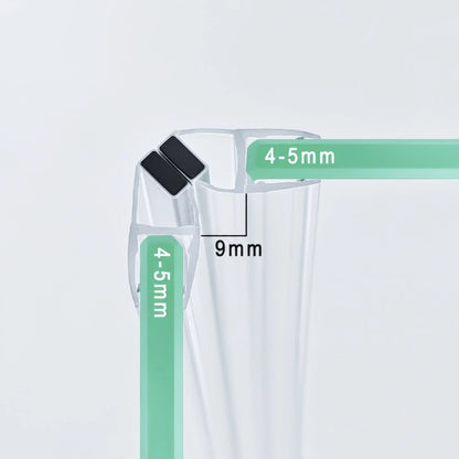 M45A2M 90 degree magnetic shower door seal pair for 4-5mm glass with 9mm closing gap