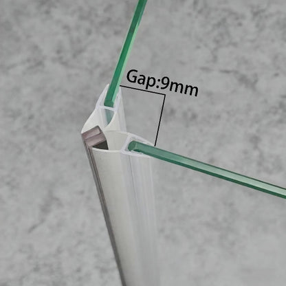 M45A2M 90 degree magnetic shower door seal fitted to 4-5mm glass with 9mm gap