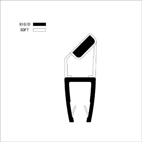 M45A2M magnetic shower seal profile showing rigid and soft sections