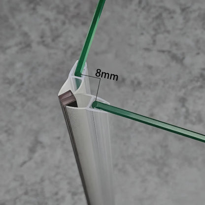 M68A2M 90 degree magnetic shower door seal fitted to 6-8mm glass with 8mm gap