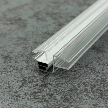 Angled view of the ME456180 magnetic seal pair for straight glass-to-glass shower door closure