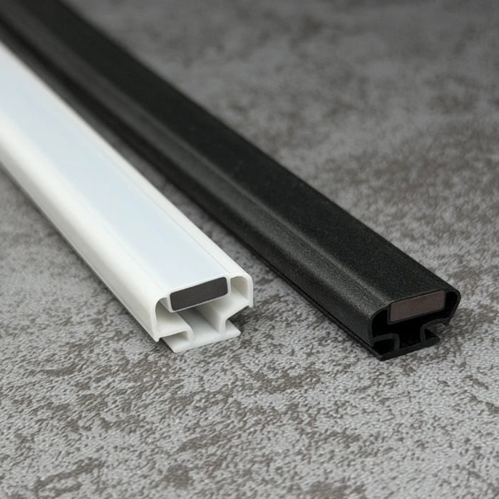 MG001 magnetic shower door seal pair with matching white and black colour options