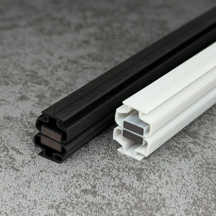 MG001 white and black T-slot magnetic seals for framed sliding shower doors