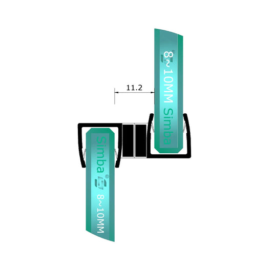 MH410 magnetic shower seal showing 4-6mm and 8-10mm glass fit options