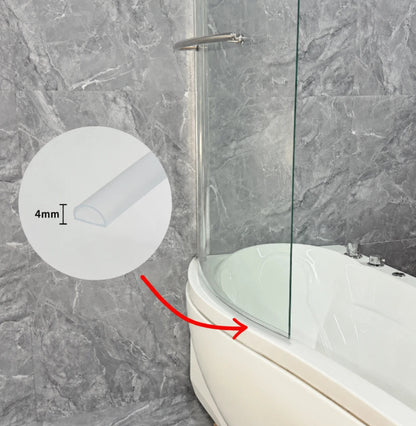 PV29 flexible threshold strip fitted along the bottom of a glass shower screen