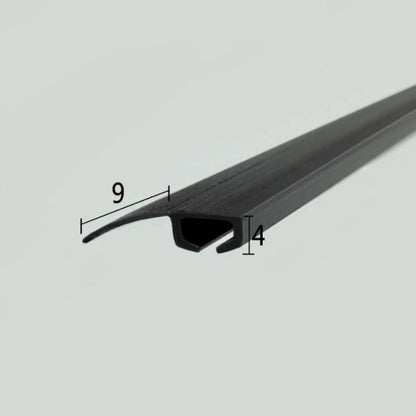 ROT04 black folding shower door insert seal with flexible side fin and 4mm channel profile